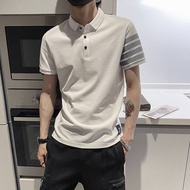 5XL Summer Men's Short-sleeved Slim Four-bar Lapel Polo Shirt Men