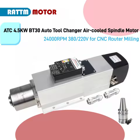 Square 4.5KW 220V 380V BT30 CNC Air Cooled Cooling Automatic tool change ATC Tool Changer Spindle Mo