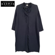 Hermes Navy Silk Blend Ribbon Tie Dress, Size 34