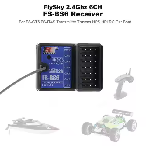 Flysky FS-BS6 Receiver 2.4Ghz 6CH AFHDS PWM Output Built-in Gyro Fail-Safe Transmitter For GT5 FS-GT