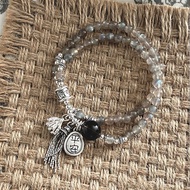 Double Layer Bracelet Versatile Sterling Silver B3331s925Moonstone New Chinese Style Handmade Fashio