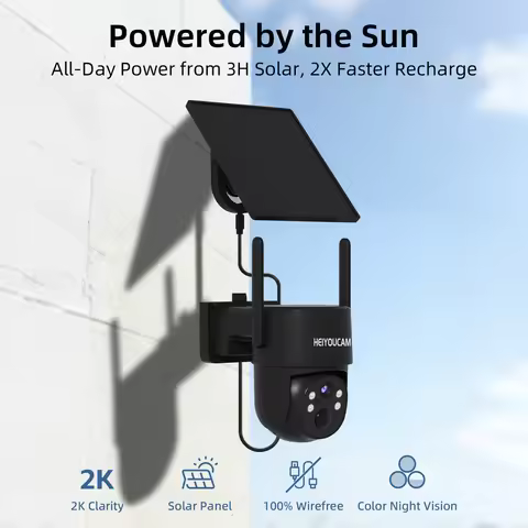 2K Solar Security Cameras Wireless Outdoor With 360° View, Smart Siren,Spotlights, 2K Color Night Vi