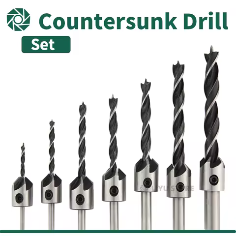 SIQICNC 3mm-10mm HSS Countersunk Drill Bit Set Reamer Woodworking Chamfer Drill Counterbore Pliot Ho