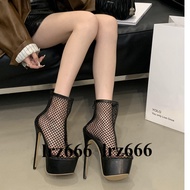 [Lrz666] 2025 Fashionable All-Match European American Black High Heels Large Size Pseudo-Mother CD C