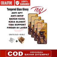 LAYAR Tempered Glass Anti Spy Itel Vision 1 Pro A60 A70s A50 A70 Tempered Glass Glossy Screen Protec