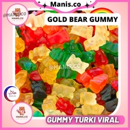 [Mini Gold Bear] Sweet Candy Halal Gummy Bebeto Haribo Snack Gummi Jelly Jajan Coklat Masam Manis - 