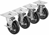FSE 28-111S Plate Caster, Swivel with Brake, 5" Diameter, 3-1/2" x 3-1/2", 220 lbs per Caster Load C