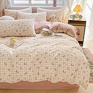 LIWHENHAO Duvet Cover Set, 100% Cotton, Cartoon Cute Patteen Print for Kids (Strawberry Plaid, Twin 