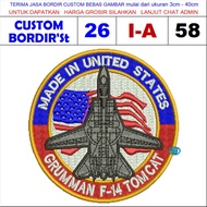 I-A58 LOGO EMBROIDERY PATCH MADE IN UNITED STATES GRUMMAN F-14 TOMCAT - CUSTOM EMBROIDERY S'T TESTIM