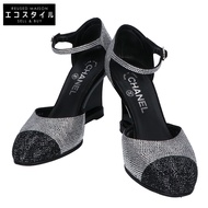 香奈兒 [成色極佳] Coco Mark 水鑽高跟涼鞋，37C 碼 [二手]