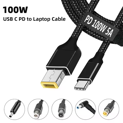 1​00W USB C PD DC Power Adapter Connector Type C to Universal Laptop Charging Charger Cable Cord for