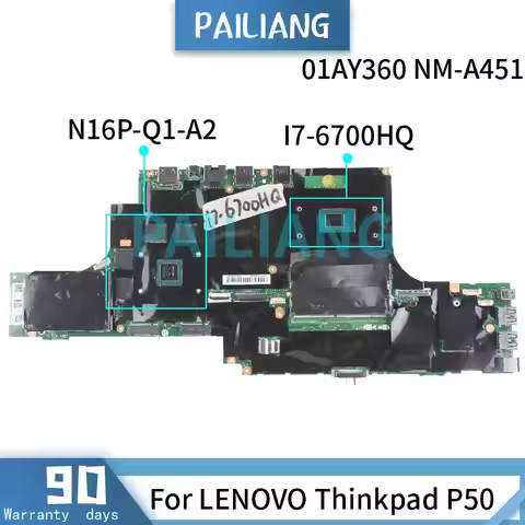 NM-A451 For LENOVO Thinkpad P50 Notebook Mainboard SR2FQ i7-6700HQ N16P-Q1-A2 M1000 01AY360 Laptop M
