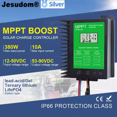 MPPT Solar Boost Charge Controller 380w With LCD Apply 48V 60V 72V Lead Acid/Lifepo4/Lithium Battery