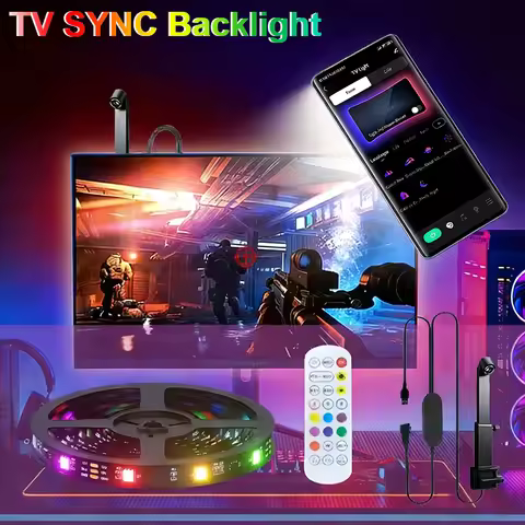 New TV LED SYNC Backlight RGBIC LED Strip with Color Capture Bluetooth Music SYNC USB Light Strip fo