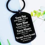 Stainless Steel Keychain with Bible,Inspirational Scripture for Men-Psalm 139:17,2 Thessalonians 3:3