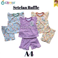 3Pcs CAINITO Baby Girl Set ((Ruffle Set)) Chest Buttons.