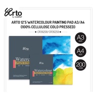 Arto A4/ A3 Watercolour Painting Pad 200gsm 12sheets (100% Cellulose Cold Pressed) CR36258 / CR36259