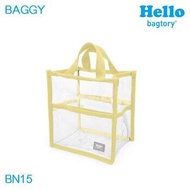 bagtory HELLO Baggy Transparent PVC Bag in Bag Small Tote, Banana Yellow, Clear Storage Organizer Fixed Size