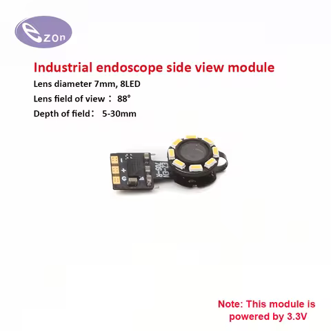 Ultra short USB 1MP 7mm endoscope camera module side view FOV88゜OV9734 industrial pipeline auto repa