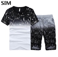 SIM T Shirt Men Casual Tshirt Sets Round Neck Men T Shirt Set M-5XL