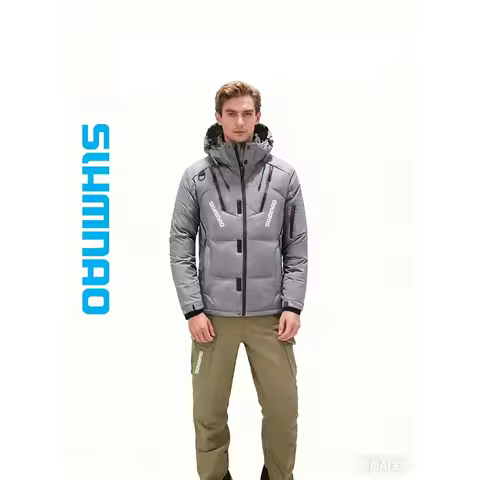 2025 Men's Goose Down Jacket and Tactical Pants, Winter Fishing Suit, Warm, Snow Skiing, Mountain Cl