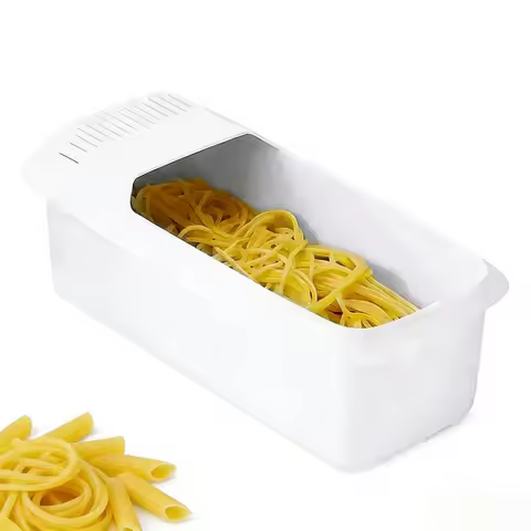 Pasta Box Plastic Reusable Spaghetti Vegetable Steamer Microwave Noodles Pasta Cooker With Strainer 