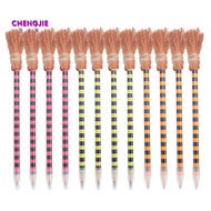 12 Piece Colorful Witch Broom Pens Wizard Broom Writing Pencils Wood Witch Broom Pencil
