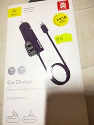 USBx2+iPhone線頭 車用充電器點煙器