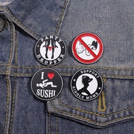 Funny Funny Action Enamel Brooch Warning Sign No Backpack Badge Fashion Clothing Accessories Gift
