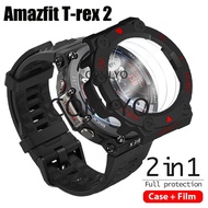 2-in-1 Amazfit T-REX 2 Case + Screen Protector PC Hard Protective Cover Bumper T rex 2 Tempered Glass Film