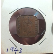 1943 1c 1cent KGVl malaya vf #22100