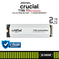 Crucial T705 with Limited Edition White Heatsink PCIe 5.0 NVMe M.2 SSD - 2TB  (5Yrs Crucial Warranty