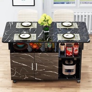 Dining Table with Marble Texture Folding Dining Table, Can Accommodate 4-8 People Dining