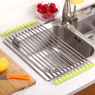 Foldable Stainless Steel Kitchen Sink Rack Dish Cutlery Drainer Drying Holder