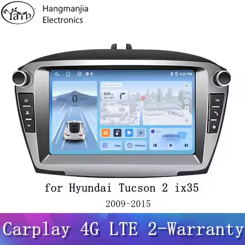 hangmanjia Android14 Wireless CarPlay Android Auto Radio for Hyundai ix35 Tucson 2 LM 2009-2015 4G C