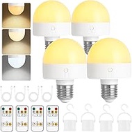 USB-C Rechargeable Bulb with Remote Control, 3 Colours, Dimmable E27 LED Bulb with Battery, 5W Touch