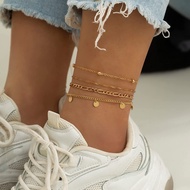 New Style 4-Piece Anklet Fashion All-Match Twist Chain Sequin Pendant Unique Foot Accessories Female