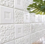 wallpaper dinding 3d | wallpaper foam | wallfoam batik003 - biru 70 x 77cm