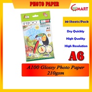 A100 Glossy Photo Paper A6 210gsm (30 sheets)