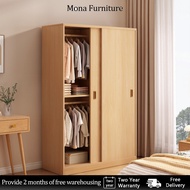 Solid Wood Wardrobe Simple Sliding Door Wardrobe 2/3/4/5 Doors Wardrobe With Drawers Small Wardrobe