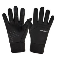 防滑雪地單車手套 男女通用 觸屏防水防滑保暖運動健身- 觸屏手套黑色C款 XL碼男【適合手大】