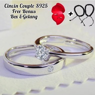 Cincin Couple Perak S925 Ring Pria Wanita Cicin Cople Tunangan Zircon Permata Ring Adjustable Ant
