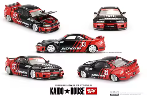 Kaido House x MINI GT KHMG191 1:64 Nissan Skyline GT-R (R33) ADVAN V1 Diecast Model Car In Stock Rea