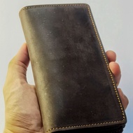 Crazy horse long genuine leather wallet with many cards, Alice type Crazy Horse Leather