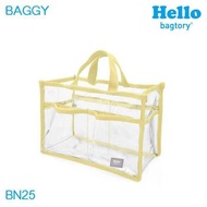 bagtory HELLO Baggy Transparent PVC Bag in Bag Big Tote, Clear Storage Organizer, Banana Yellow Fixed Size