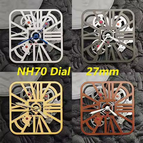 NH70 Hollowed out dial 27mm square dial suitable for NH70 movement customized logo dial