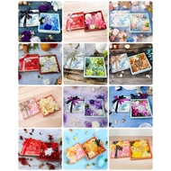 Gift box with silk flowers 23x7 cm, complete with card bag and bow for birthday - 14.02 - 8.3 - Octo