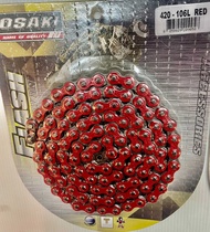 OSAKI โซ่สีแดง สะท้อนแสง (420) 106  ข้อ สำหรับ เวฟ125ทุกรุ่น, เวฟ110i, CZi, MSX, ซูเปอร์คับ, เวฟ100sปี2005(ubox) (โซ่ โซ่สี แดง อะไหล่แต่ง ของแต่ง)