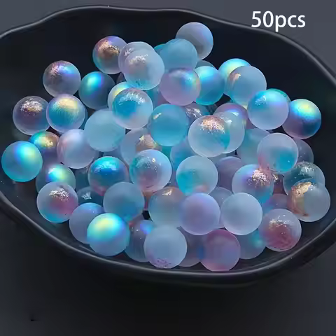 [50pcs Glass Crystal Balls] 50pcs Iridescent Glass Crystal Balls | Vibrant Blue, Green, Pink & Multi