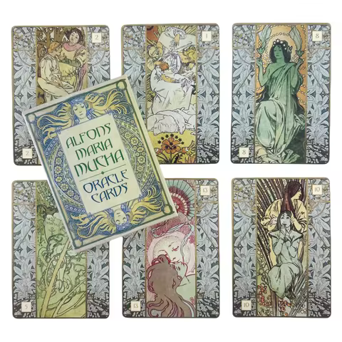 Alfons Maria Mucha Oracle Cards Family Gathering Divination Deck Tarot Board Playing Card Game